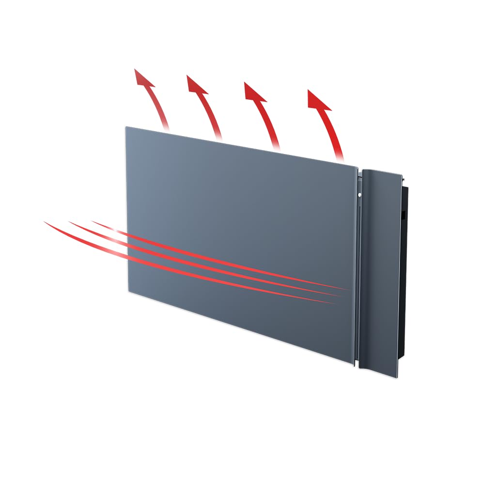 Radialight KYOTO Dual-Therm Radiateur et convecteur électrique ultra-plat avec Wi-Fi inclus (2000 W, gris anthracite)