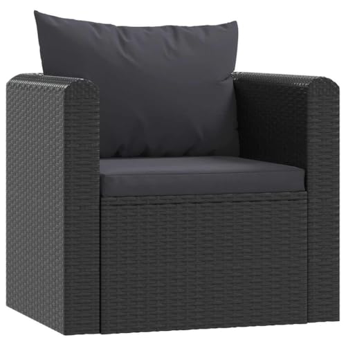 Fauteuil en polyrotin noir extérieur résistant aux intempéries - 4