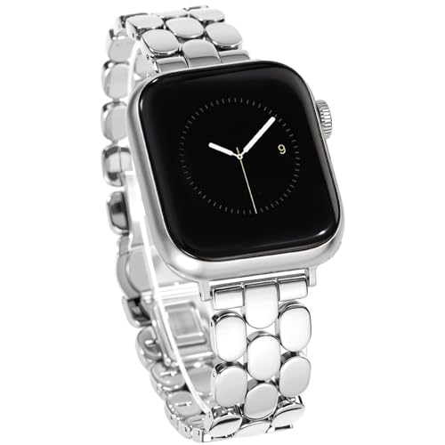 JR.DM �V���o�[�E�H�b�`�o���h �����p Apple Watch 38mm 40mm 41mm 42mm (S10/11) �Ή� ���߉\�ȃ��^���o���h �f�U�C�i�[ �G���K���g ���O�W���A���[ �h���b�V�[�X�g���b�v iWatch Series1/2/3/