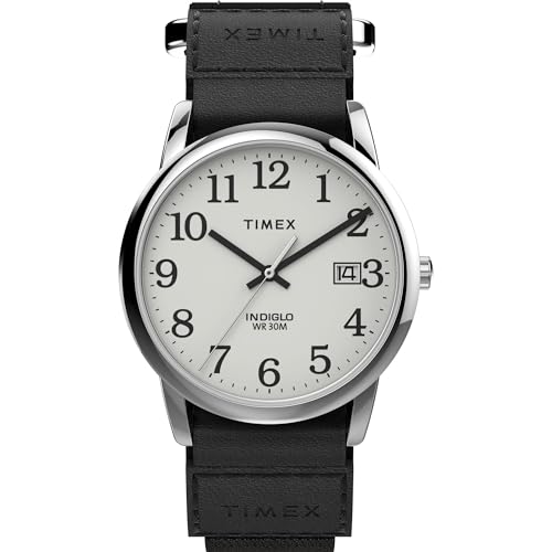 Timex Men's Easy Reader 35mm Watch &ndash; Silver-Tone Case White Dial with Black FastWrap Strap