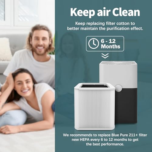Image of 3-Pack Replacement Filter Compatible with Blue Pure 211+ Air Purifier, H13 True HEPA Replacement Filters Foldable Particle and Odor-Reducing Filter