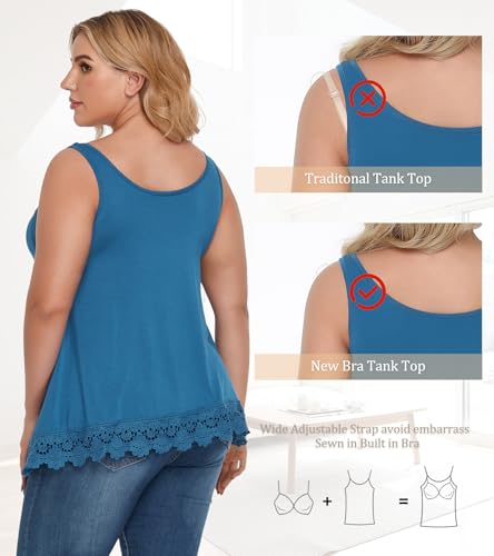Image of Camisoles for Women with Built in Bra Adjustable Strap Tank Tops Cami Sleeveless Summer Tops for Workout Sleeping Traveling