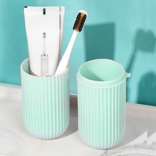 1 estojo verde para escova de dentes portátil: 19 cm, para viagens, acampamento, negócios