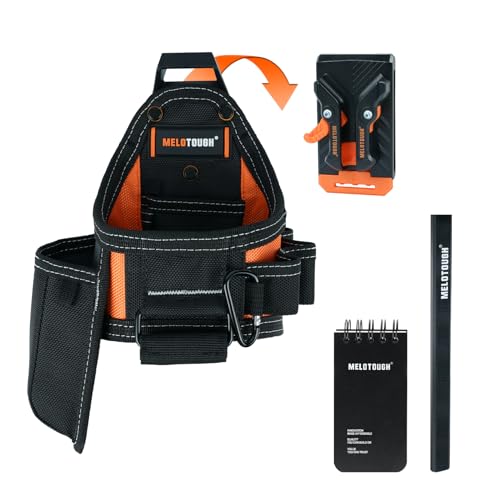 Image of MELOTOUGH 7-Pocket Technician Pouch-Small Pocket Tool Belt Pouch with Belt Clip,Clip on Larger Pockets & Loop, Clip on-Tool Holder Accessory