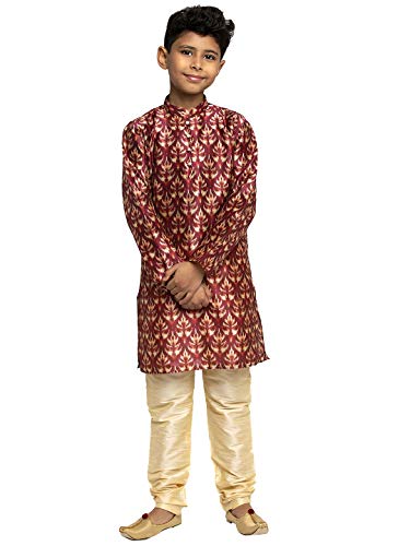 Image of KRAFT INDIA Boys Silk Print Kurta Churidar