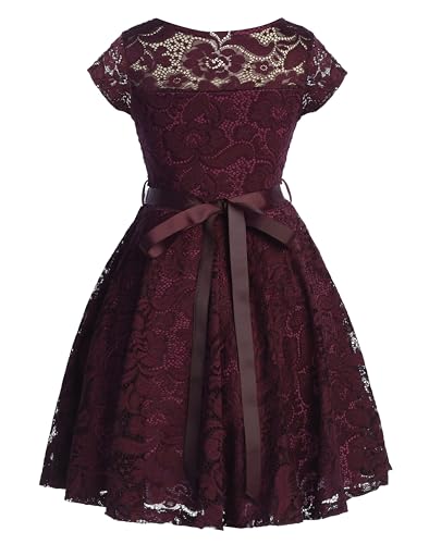 iGirlDress Little Girls Floral Lace Flower Girls Dresses Plum Size 22