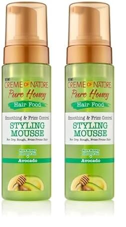 Creme of Nature, Pure Honey Hair Food Avocado, Modellierschaum mit Avocadoöl und Honig, definiert Locken und reduziert krauses Haar, Behandlung für lockiges, welliges und krauses Haar, 207ml