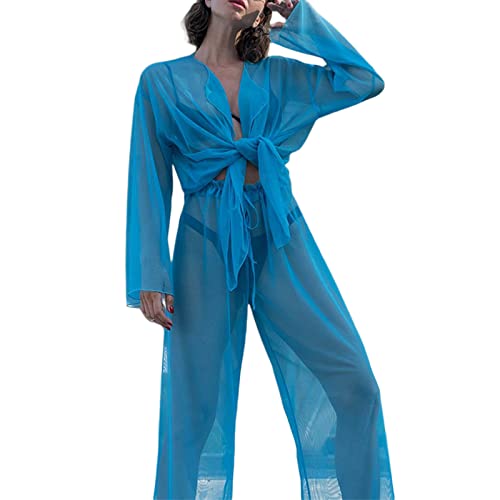 Ensemble de plage élégant en maille transparente à manches longues Cover