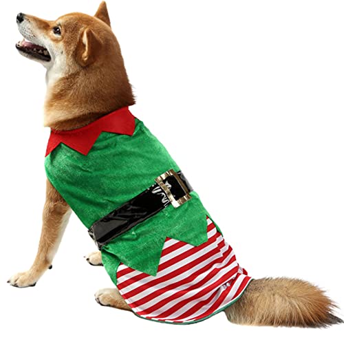 Disfraz de duende navideño para perro con gorro S miniatura 4