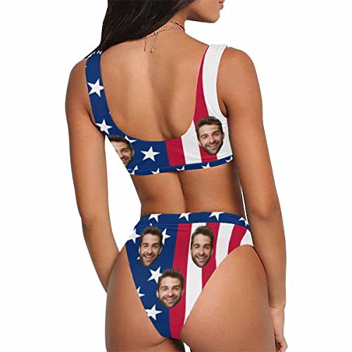 Custom Face Swimsuits with Flag for Women Personalized Photo Bathing Suits Customized One Piece Swimwear3