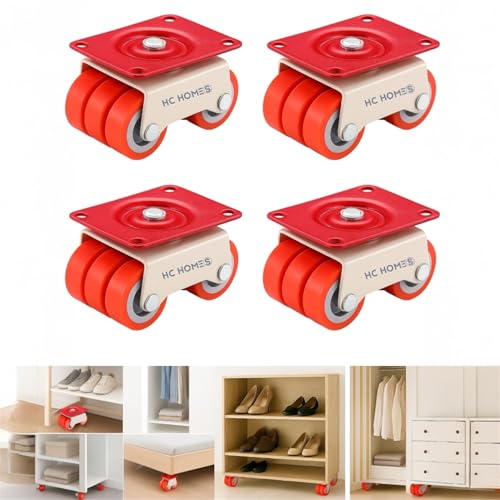 Image of Caster Wheel For Furniture 6 Wheel Rotating Heavy Duty Castor Wheel for Under-Bed Storage, Drawers, Sofas & Modular Units 500KG Load Capacity, Smooth & Silent 360 Degree Movement (Pack of 4)