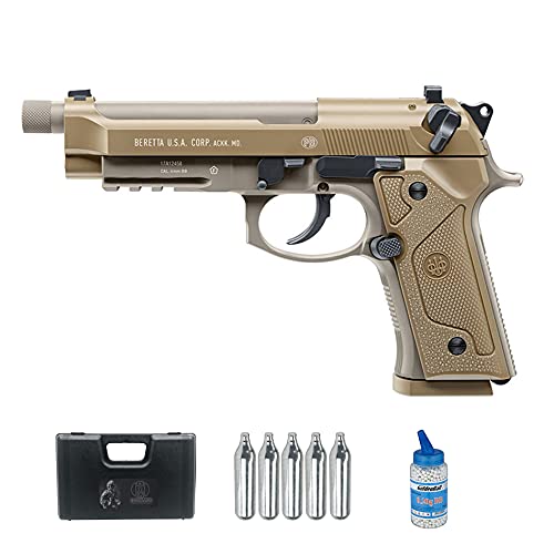Pistola de Airsoft Beretta M9 A3 blowback CO2 (Calibre 6mm) | Arma Corta de Bolas PVC + Botella Green Gas + maletín + biberón