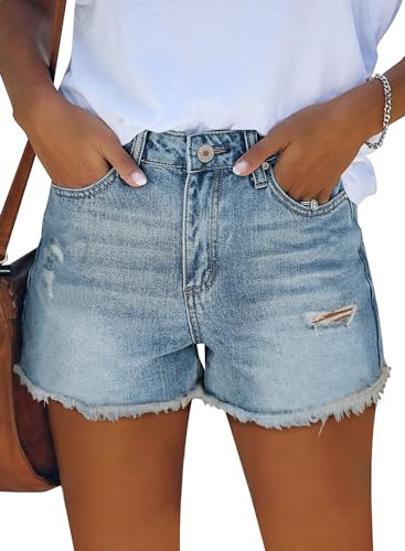 Image of CHICZONE Womens Mid-High Waisted Stretchy Denim Jean Shorts