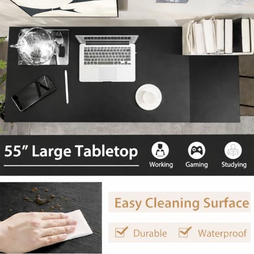 Image of 120 cm Computer Desk for Home Office | Study Writing Table with Multi-Storage Shelves | Study Table for Home | Gaming Setup | Wooden PC Table | Space-Saving Setup | Black | 120x60x75 cm