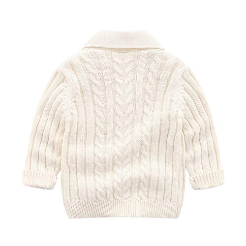 Sxvzbh Toddler Baby Boys Cardigan Sweater, Infant Knit Button-Up V-Neck Crochet Warm Pullover Sweatshirt (White, 9-12 Months) #TOP1