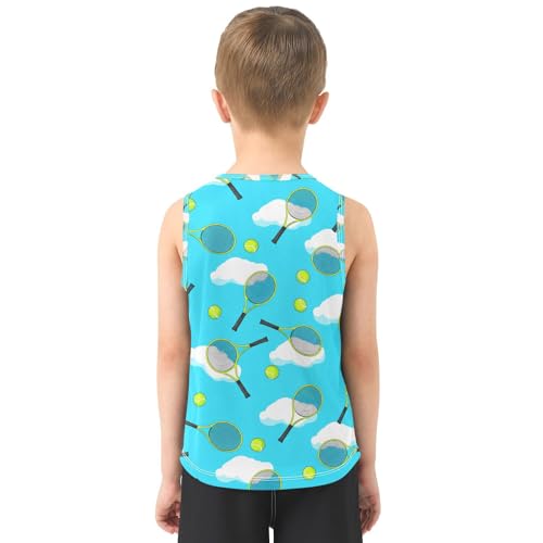 Tennis Racket Ball Clouds Boys Tank Tops Toddler Tank Top Shirts Undershirts Quik Dry for 3-15 Years,3T3