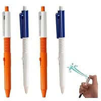 fufupaw 4 Stück Prank Water Gun, Wasserpistolen Stift,Lustige Stifte Für Kinder,2-In-1 Wasserspeiender Beschreibbarer Stifte, Wasserkampf Spiel, Schulbedarf, Strandgar Freien(Weiße Farbe zufällig)