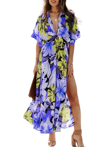 Womens V Neck Flutter Sleeve Boho Midi Dress Summer Wedding Guest Beach Party Long Dresses