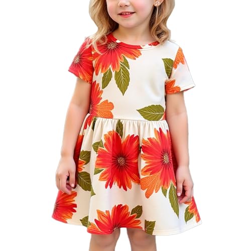 Image of Girls' Sunflower Print Dress Set - Fun and Fashionable 3-9 Years