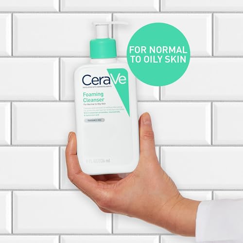 CeraVe Foaming Cleanser Face Wash for Normal to Oily Skin, with Niacinamide & 3 Essential Ceramides, Gentle Fragrance-Free, Non-Comedogenic, Dermatologist Developed Daily Cleanser, 236ml