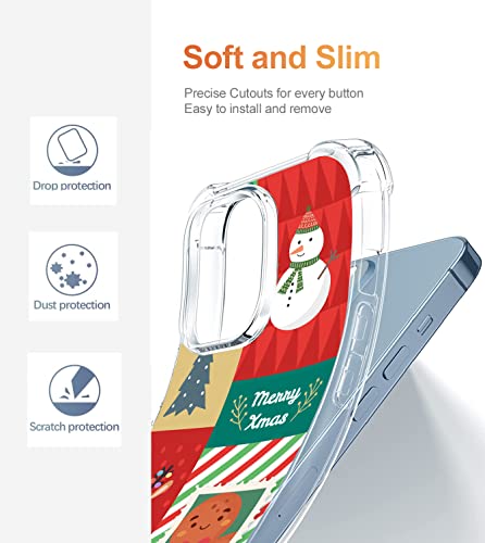 Collage Of Christmas Pattern Case For Iphone 14 Pro Max,Cute Snowman Elk And Gingerbread Man Stickers Phone Case Designed For Girls Boys Women Men,Trendy Soft Tpu Bumper Protective Case Cover #TOP1