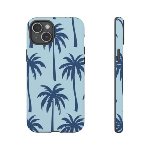 Coque iPhone 15 Plus motif palmier bleu coque rigide anti-trace