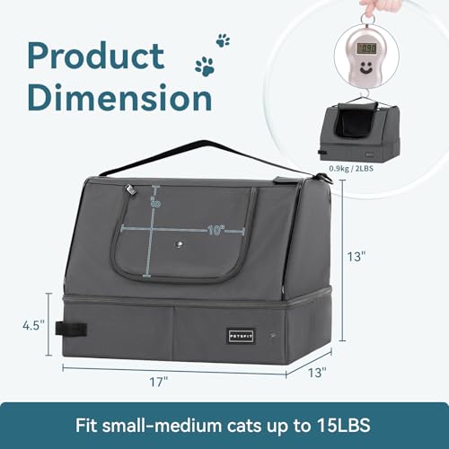 Image of PETSFIT Portable Cat Litter Box - Removable 2-Layer Leak-Proof Lining, Scratch-Resistant Fabric with Sturdy Support Frame, Travel & Collapsible Cat Litter Box Grey