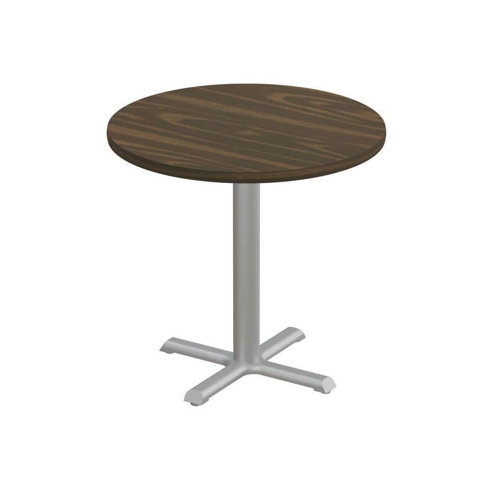 Correll 30" Round Pub Table, 29" High, Black Granite Durable High Pressure Laminate Top, Gray Stamped Steel Base, Dining Cocktail Table, Made in The USA, Leveling Glides
