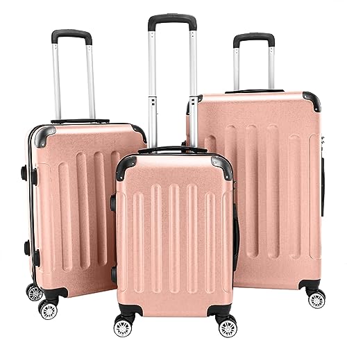 3 Pcs Suitcase Lightweight Abs Carry-on Hand Luggage 4 Spinner Wheels Trolley Case