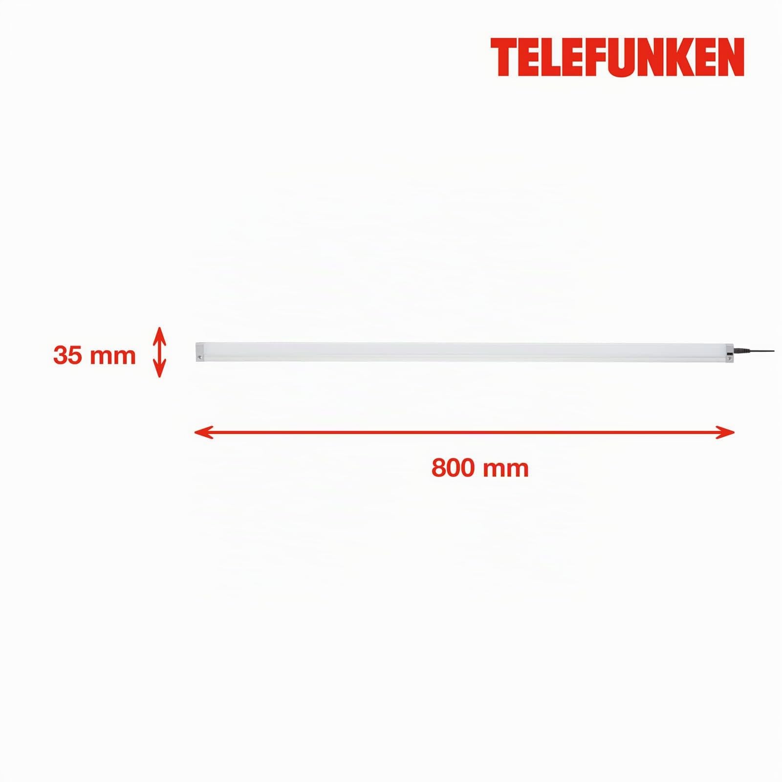 TELEFUNKEN - Unterbauleuchte Küche dimmbar, 80 Cm, Berührungsloser Sensor, Led Lampe für Schrank, Regale, Werkbank, Neutralweißes Licht, 9 W, 1000 Lm, Silberfarbig