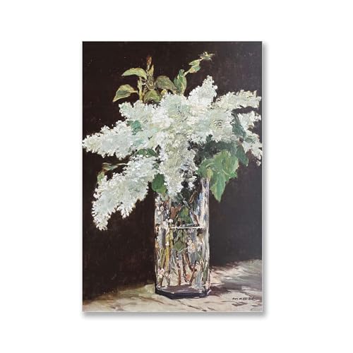 Poster Decorative Canvas Painting Vintage White lilacs in a glass