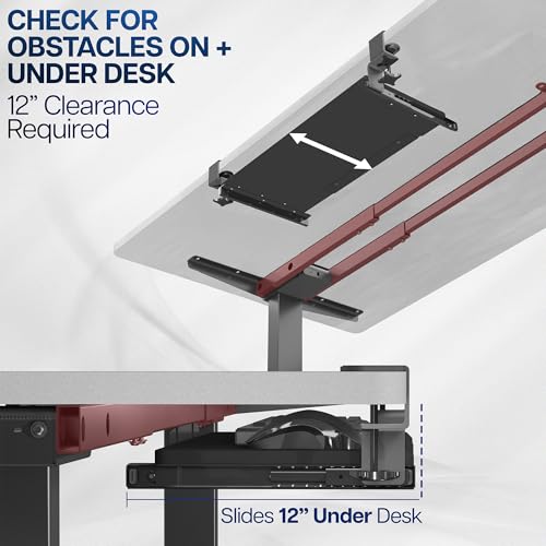 VIVO Small Keyboard Tray, Under Desk Pull Out with Extra Sturdy C Clamp Mount System, 20 Inches (26 Inches Including The Clamps) x 11 Inches Slide-Out Platform Computer Drawer for Typing, Black, by VIVO - Image 9