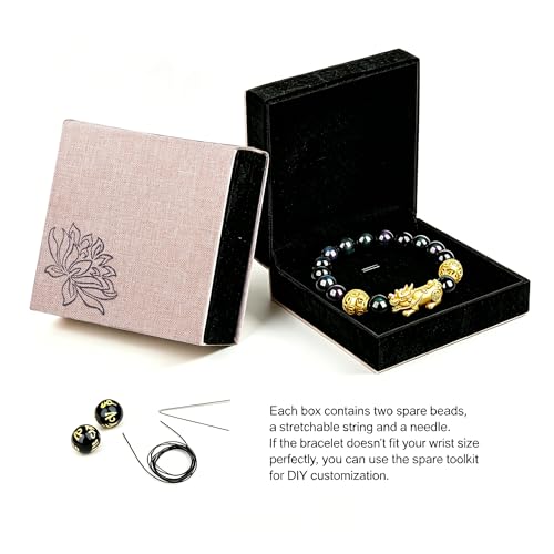 Image of LIYAPEI Black Obsidian Bracelet for Men Women - Feng Shui Wealth & Spiritual Protection Beaded Bracelet with Pi Xiu for Luck, Healing Crystal Stretch Wrist Jewelry, Unisex