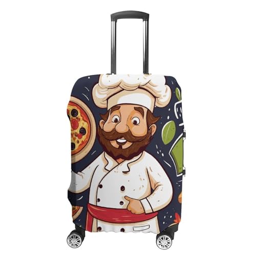 Suitcase Covers for Luggage Washable Luggage Cover Chef Pizza Luggages Wheel Covers Elastic Travel Carry On Suitcase Cover Travel Luggages Protector Sleeve Fit 29-32 Inch M