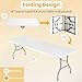 FDW 6FT Folding Table, Portable Fold-in-Half Plastic Picnic Party Table with Carrying Handle （White, 6FT）