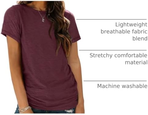 AUTOMET Women's Soft Basic Short Sleeve T-Shirt, Crewneck Tops Summer Casual Tee for Spring Shirts Clothes Everyday Wear 02winered L - 3