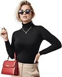 NY Threads Women's Turtleneck Long Sleeve Shirt Slim Fit Thermal Base Layer Tops 1 Pack, Medium, Black