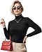 NY Threads Women's Turtleneck Long Sleeve Shirt Slim Fit Thermal Base Layer Tops 1 Pack, Medium, Black