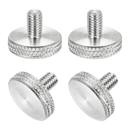 MECCANIXITY 4 Pcs M6x10mm Flat Head Knurled Thumb Screws, 304 Stainless Steel Fully Threaded Thumbscrew Bolts Fasteners for PC Computer Cases Graphics Card, Silver