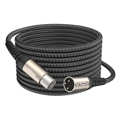 VIOY XLR Microphone Cable 15 FT, Mic Cable Male to Female Balanced Cord 3 Pin - Nylon Braided XLR Extension Cable for Microphone, Mixer, Recoding Studio, Amplifier, Podcast, etc