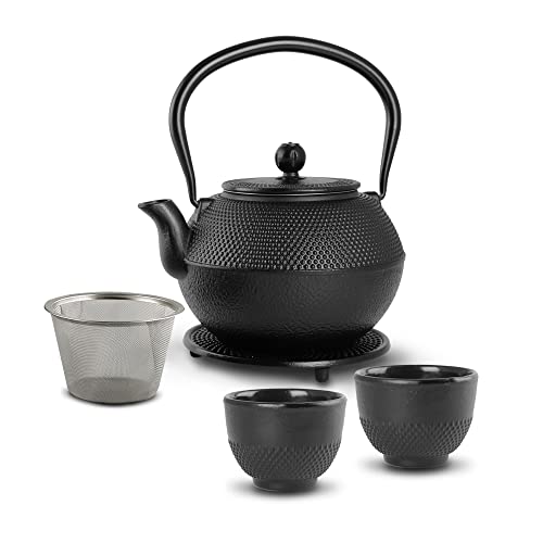 Reviews de Teteras de té caliente favoritos de las personas. 46 CASA LITUS Tetera Japonesa de Hierro Fundido con 2 Tazas, Infusor de Acero Inoxidable y Salvamanteles, Tapa de Aislamiento Térmico, Esmalte Cerámico Interno Contra Oxidación,...