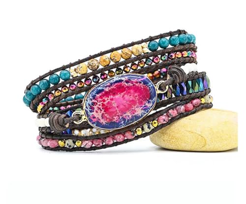 Image of Boho Stone Wrap Bracelet for Women,Turquoise Beaded Bracelet Jewelry Gift