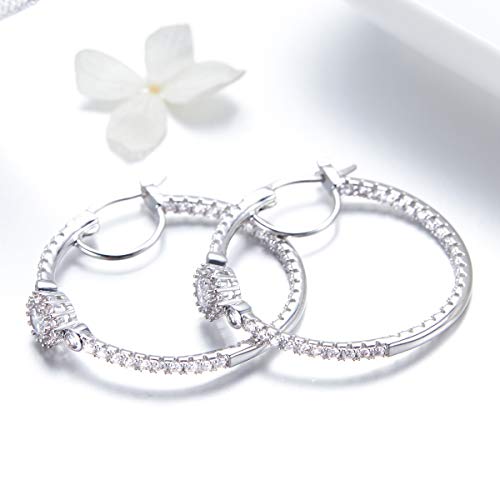 BISAER Gold Hoop Earrings for Women Large 14K White Gold Plated Huggie Earrings Cubic Zirconia Huggie Hoop Earring Cartilage Piercing Earrings Ear Cuff for Women3