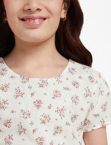 Image of Amazon Brand - Jam & Honey Girl's 100% Soft & Pure Cotton Comfortable and Stylish Printed Woven Dress with Short Sleeves and Belt - Perfect for Every Occasion