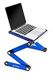 Executive Office Solutions Portable Adjustable Aluminum Laptop Desk/Stand/Table Vented Notebook-Macbook-Ultra Light Weight Ergonomic TV Bed Large Lap Tray Stand Up/Sitting-Black