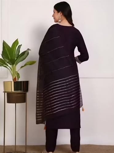 Image of Women's Viscose Rayon Embroidered Kurta Pant Set with Dupatta
