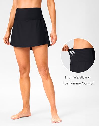 Soothfeel Women's High Waisted Swim Skirt with Pocket Tummy Control Bathing Suit Swimsuit Tankini Bottoms4