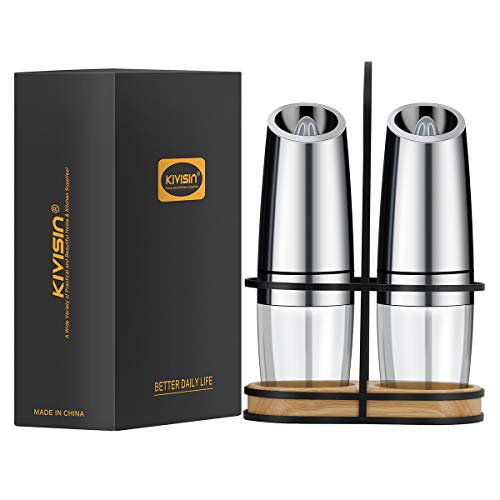 Electric Salt and Pepper Grinder Set - Battery Operated Stainless Steel Pepper Mill