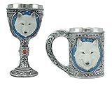 Ebros Gift Large Celtic Magic Knotwork Alpha Direwolf White Snow Wolf Drinking Coffee Mug And Wine...