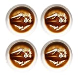 RockTrend Relief Ceramic Sauce Dish Seasoning Dish Sushi Dipping Bowl Appetizer Plate, Set of 4-Mountain